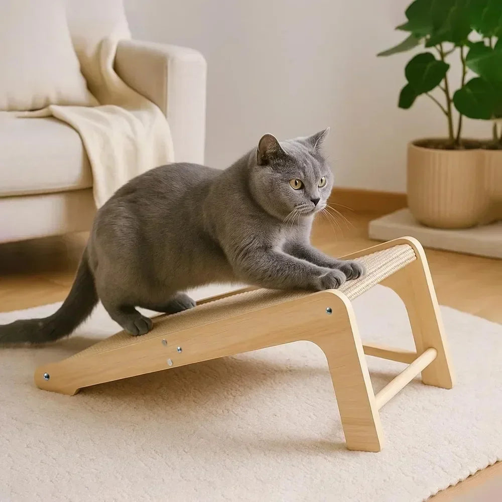 L Shaped Sisal Cat Scratcher 69cm Dual Use Scratch Pad and Lounger for Indoor Cats Playing and Relaxing
