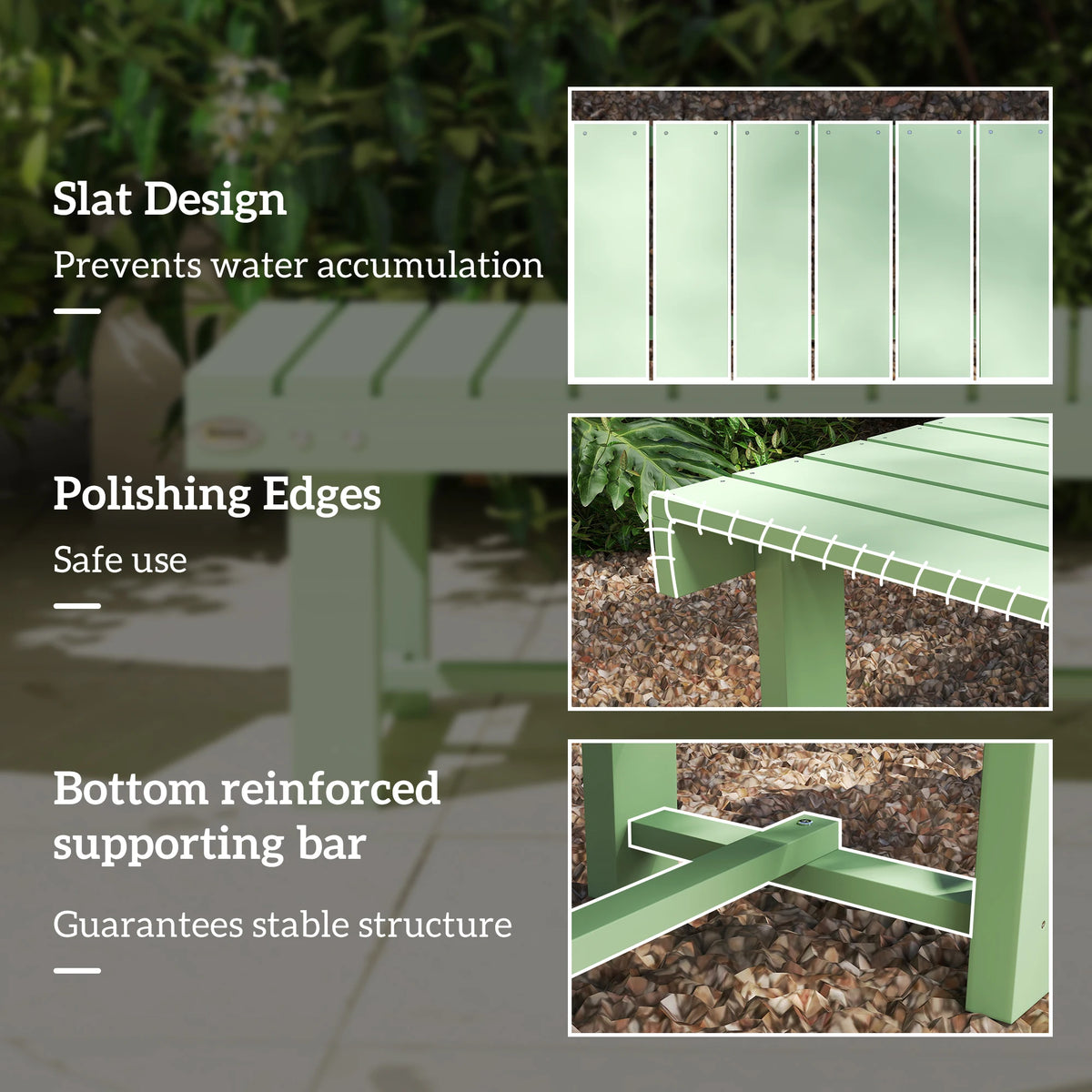Wooden Garden Bench, 2 Seater Outdoor Bench, Fir Wood Backless Patio Loveseat with Slatted Seat for Park