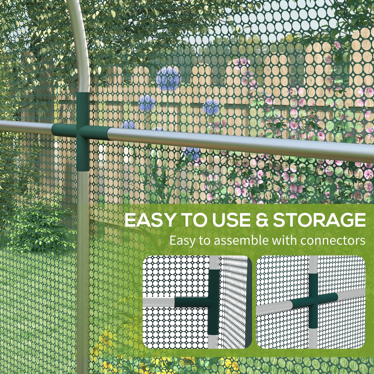 Fruit Cage Plant Protection Tent 1.2 x 2.4m with Zipped Door, Green