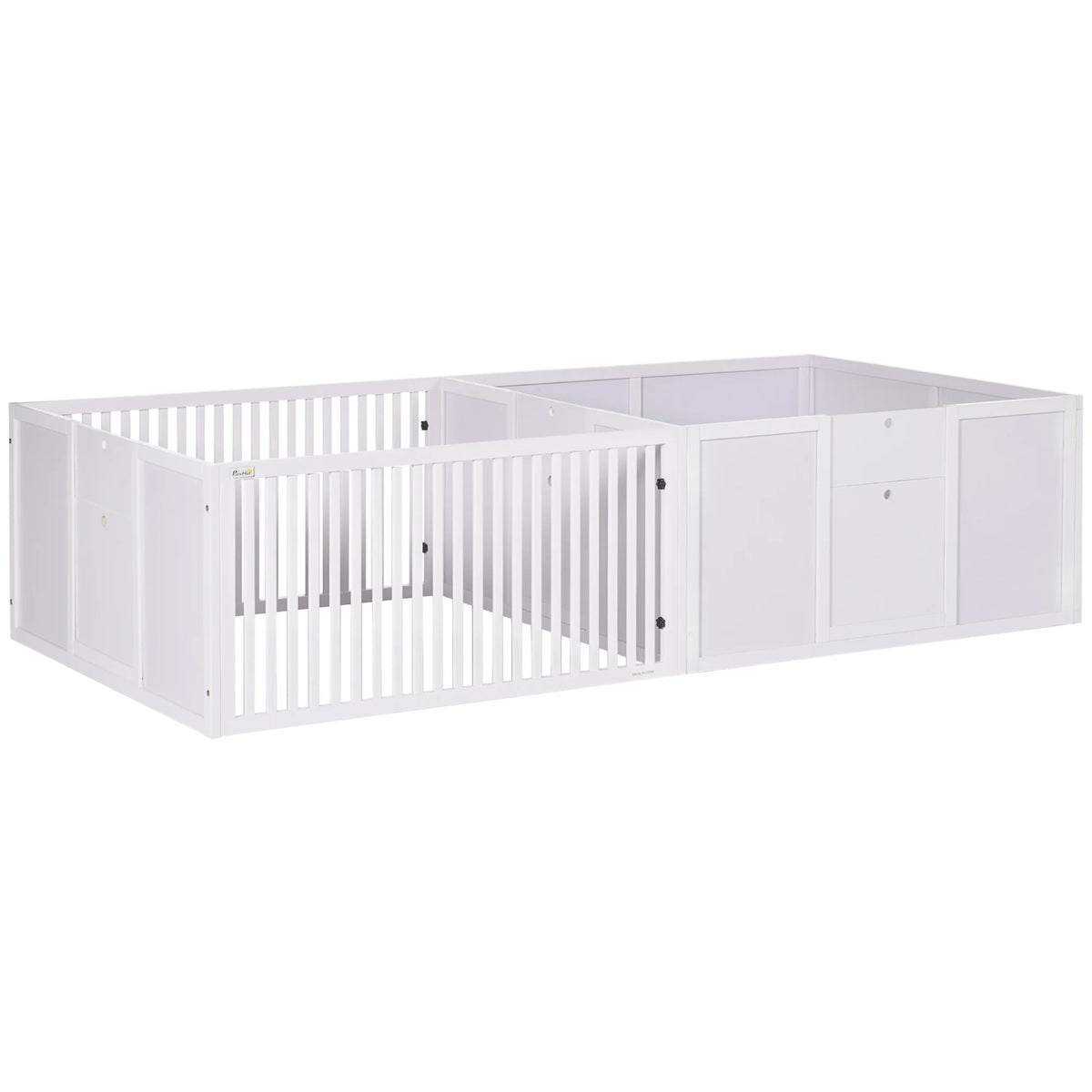 Wooden Dog Pen Pet Playpen 7 Panels Puppy Pen for Indoors - White