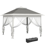 3.3 x 3.3m Pop-Up Gazebo with Double Roof, Zipped Mesh Sidewalls, 3-Height Adjustment and Carry Bag