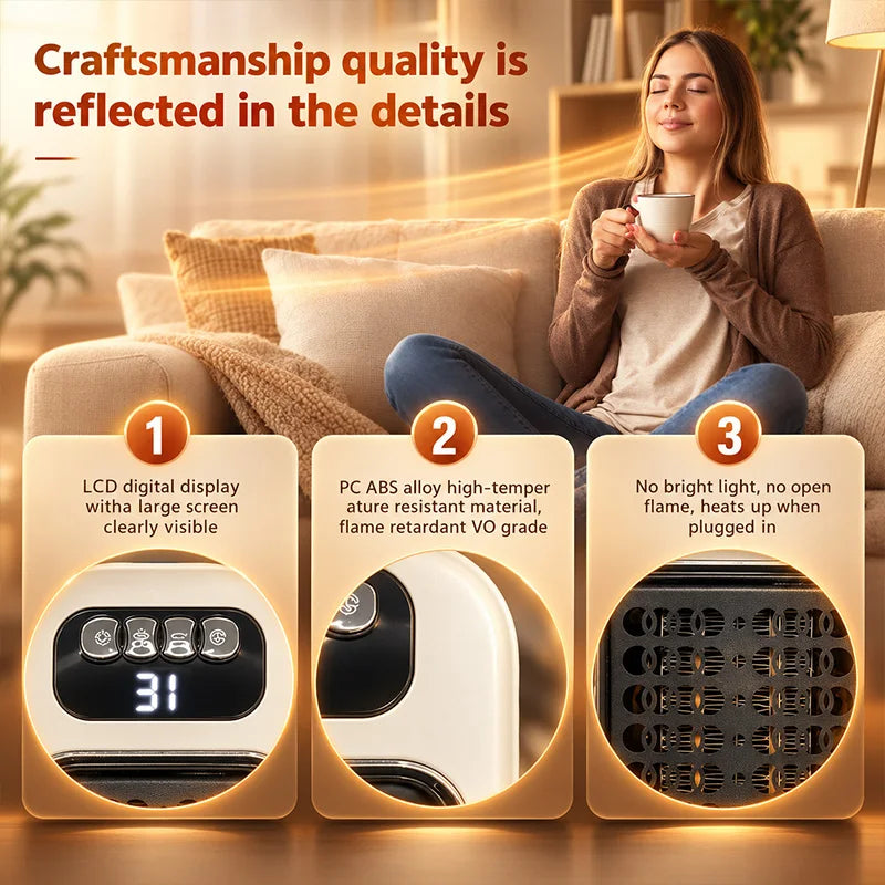 Portable Wall Plug-in Heater, Compact Warm Air Fan Heater, UK Plug