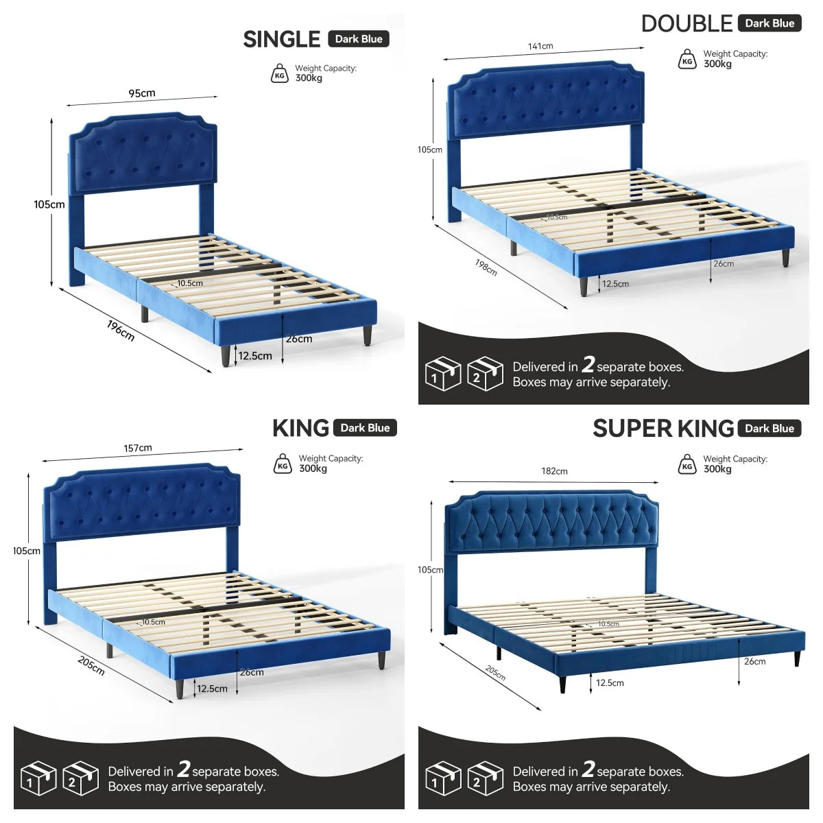 Chelsey Upholstered Bed Frame with Button Tufted Headboard, Fixed-Height Design, No Box Spring Needed