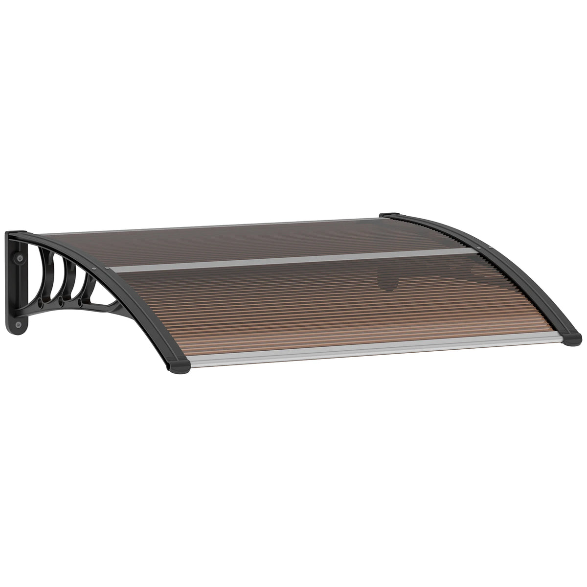 Curved Polycarbonate Door Canopy with Aluminium Bars, 100 x 75cm