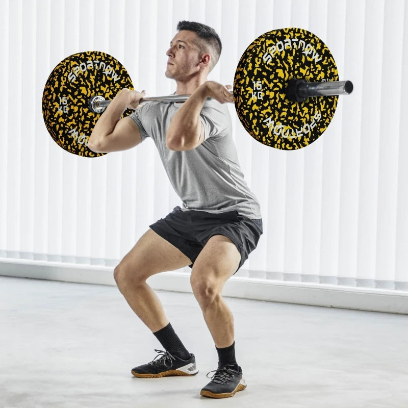 Olympic Weight Plates 2 x 15kg with 5cm Holes Rubber Coated Clearly Marked 45x45x6cm for Home and Gym