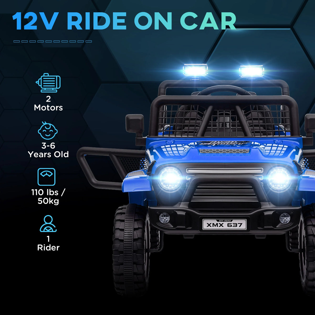 12V Kids Ride On Electric Truck 109x67x68.5cm with Spring Suspension 3 Speeds Remote Control and Lights