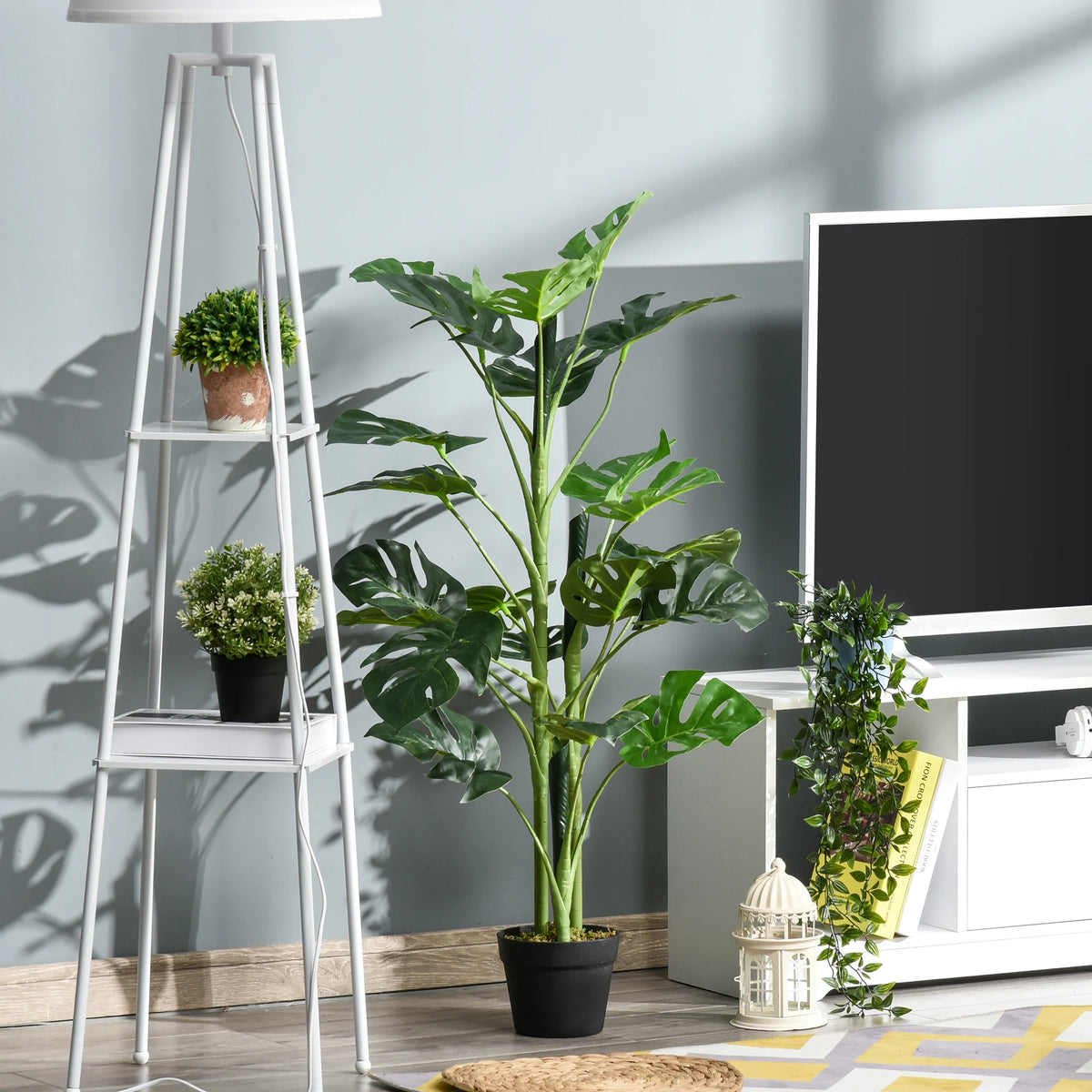 100cm/3.3ft Artificial Monstera Tree, Fake Plant in Pot, Indoor/Outdoor