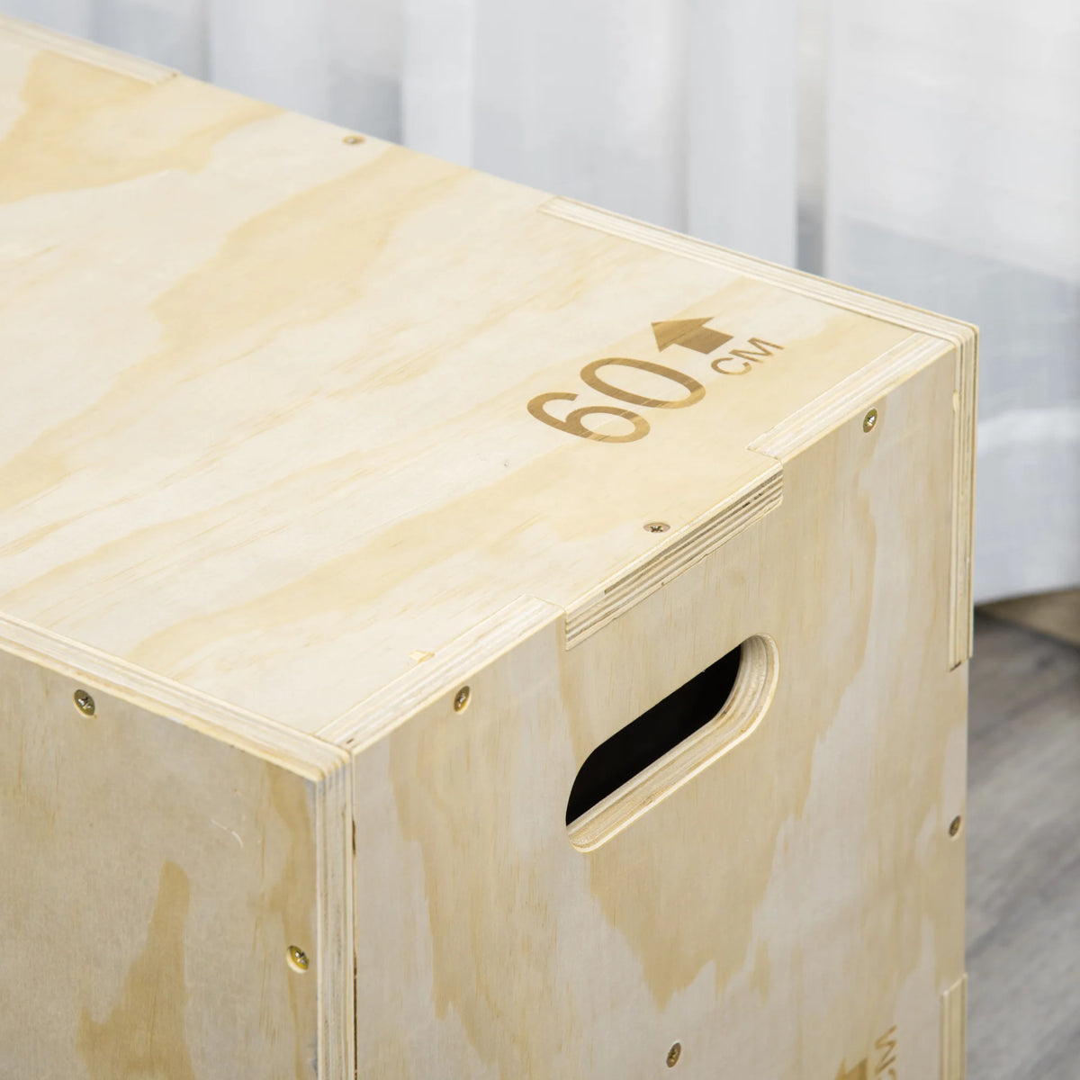 3-in-1 Wooden Plyo Box with Handle Cut-Outs, Plyometric Jump Box, 40/45/60 cm