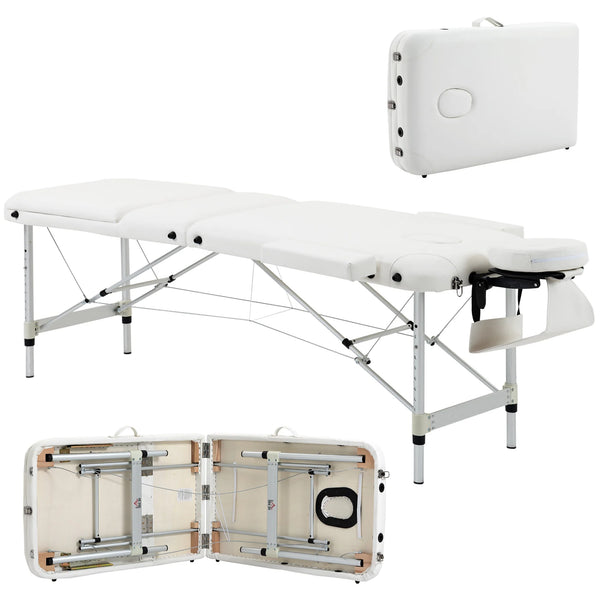 Portable PVC Massage Table Beauty Therapy Couch Bed Spa Aluminium White