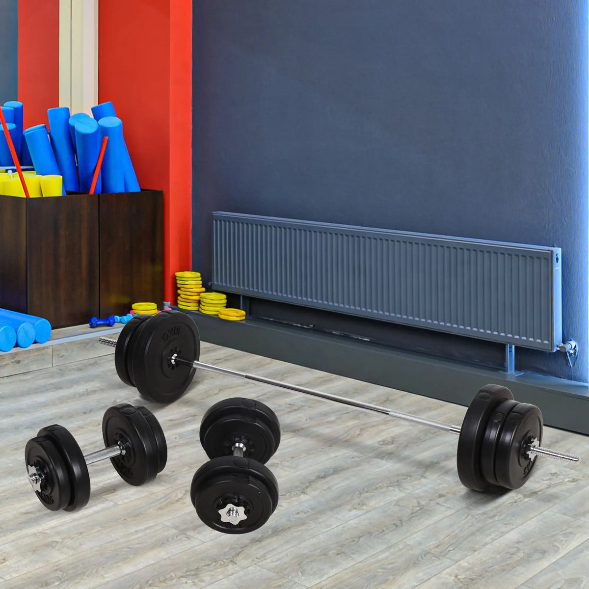 65kg Adjustable Barbell Weights Set, 2-in-1 Dumbbells and Barbell Set