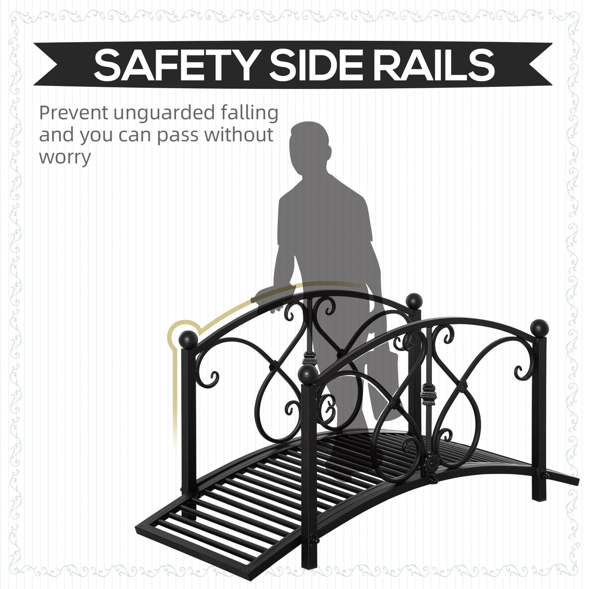 Decorative Metal Garden Bridge with Railings for Ponds and Streams