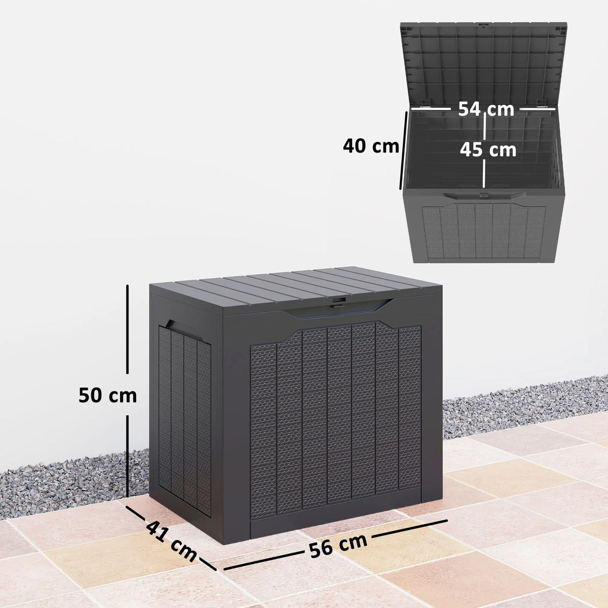 97L Outdoor Plastic Garden Storage Box with Handles, Black