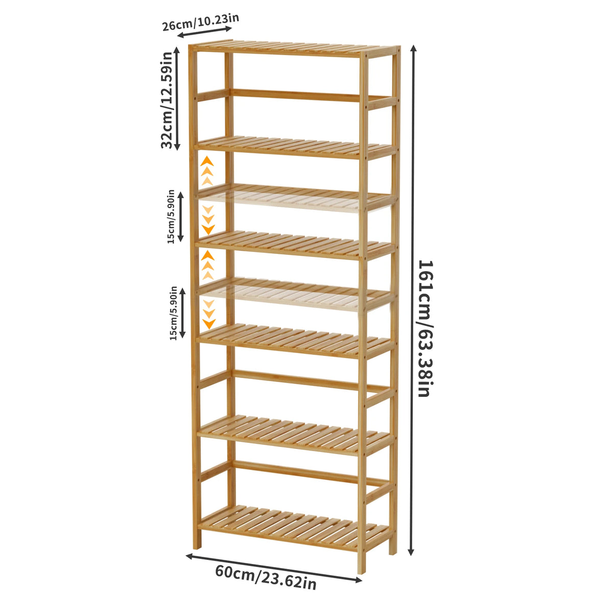 6-Tier Bamboo Bookshelf and Flower Rack with Adjustable DIY Shelves | Freestanding Natural Wood Display Unit