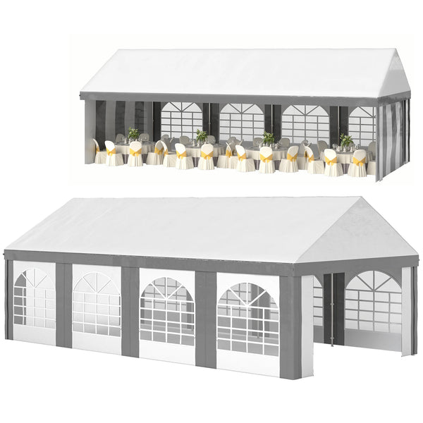 8 x 4m Party Tent Marquee with Removable Sides, Eight Windows and Double Doors