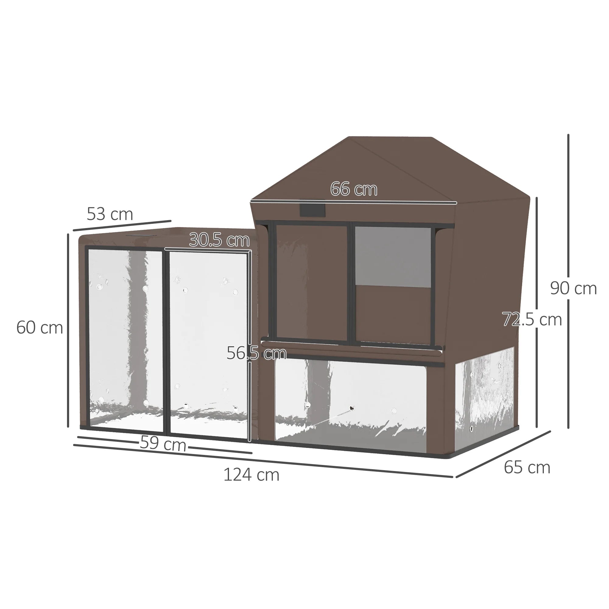 Rabbit Hutch Cover Water-Resistant Polyester PVC Protector with Ventilation Holes and Zipped Door for Guinea Pig Cage