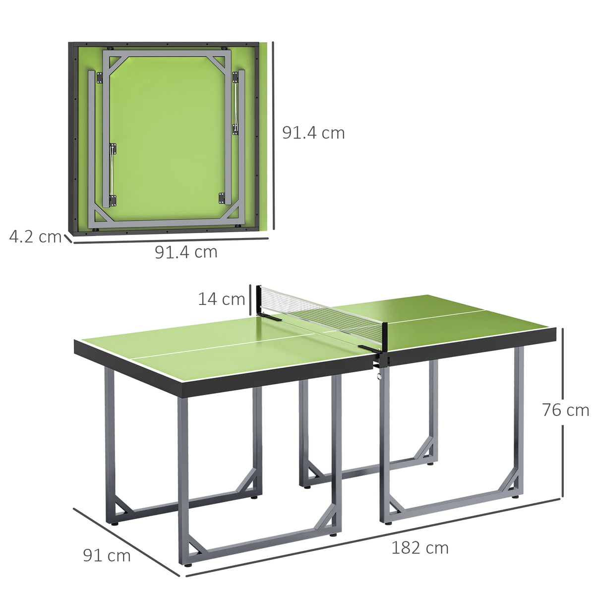 6ft Folding Mini Table Tennis Table with Net, 182cm