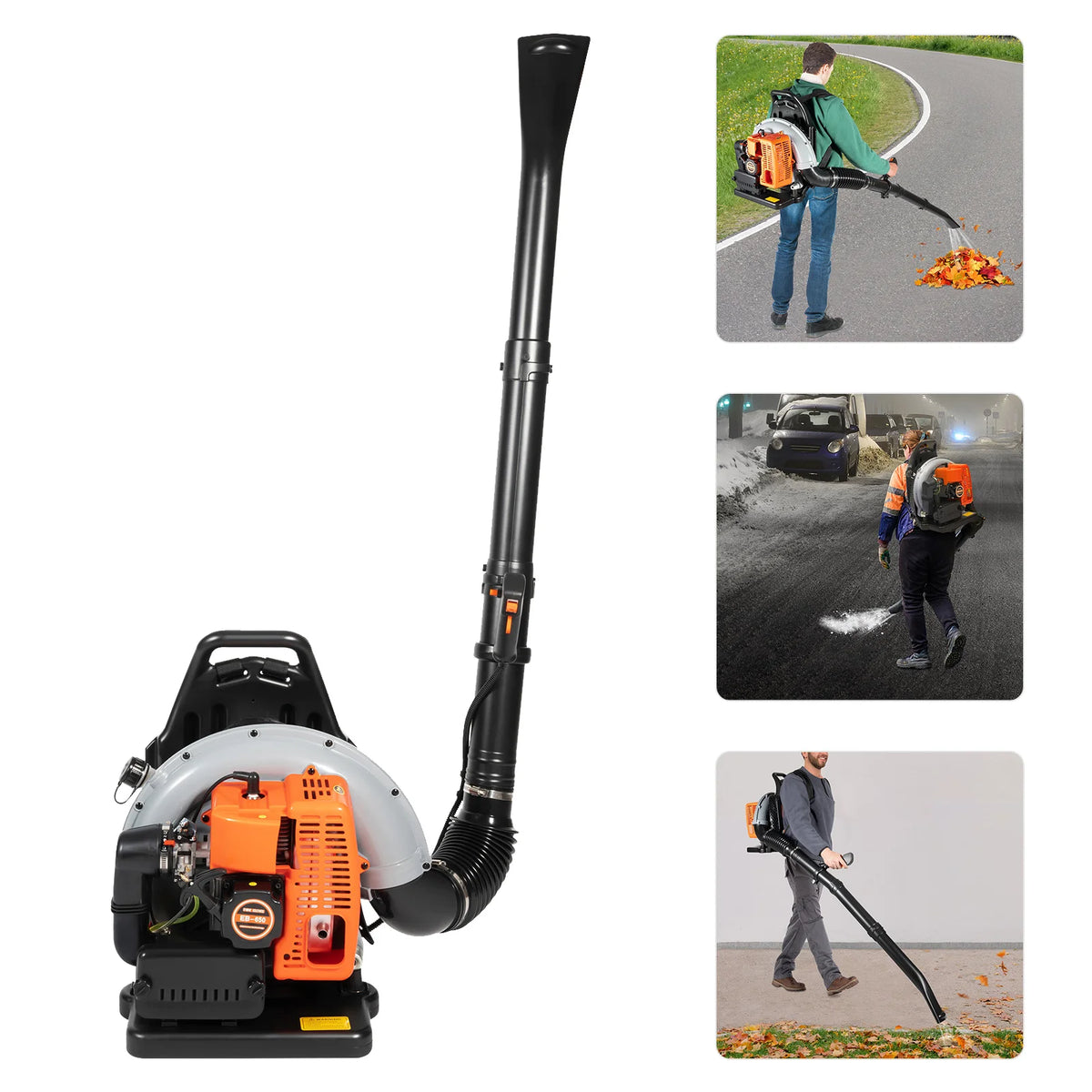 63cc 2-Stroke Petrol Backpack Leaf Blower, 2.7kW with Adjustable Speed