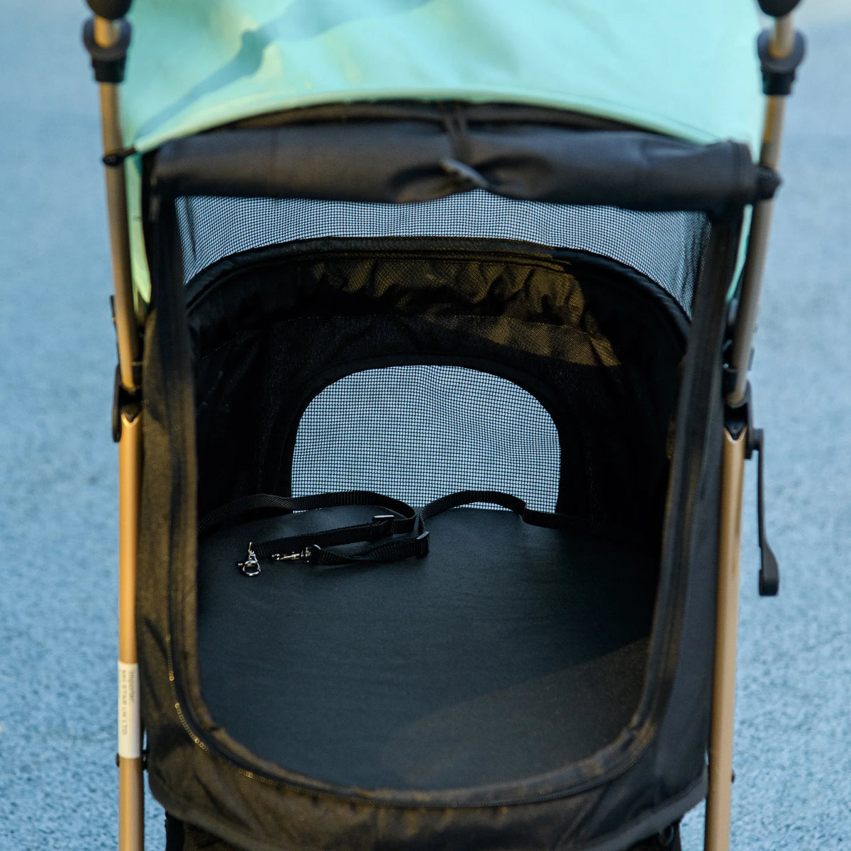 Brake lever on the rear wheel of a dog stroller