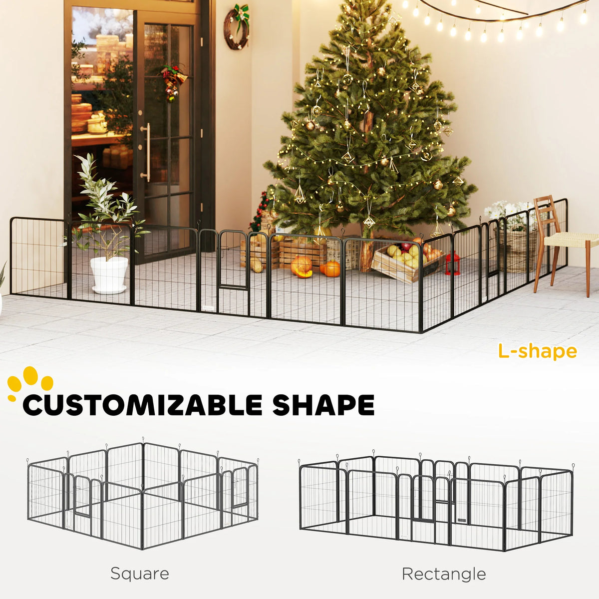 12 Panel Dog Pen for Small Dogs & Puppies, Foldable, 60cm High