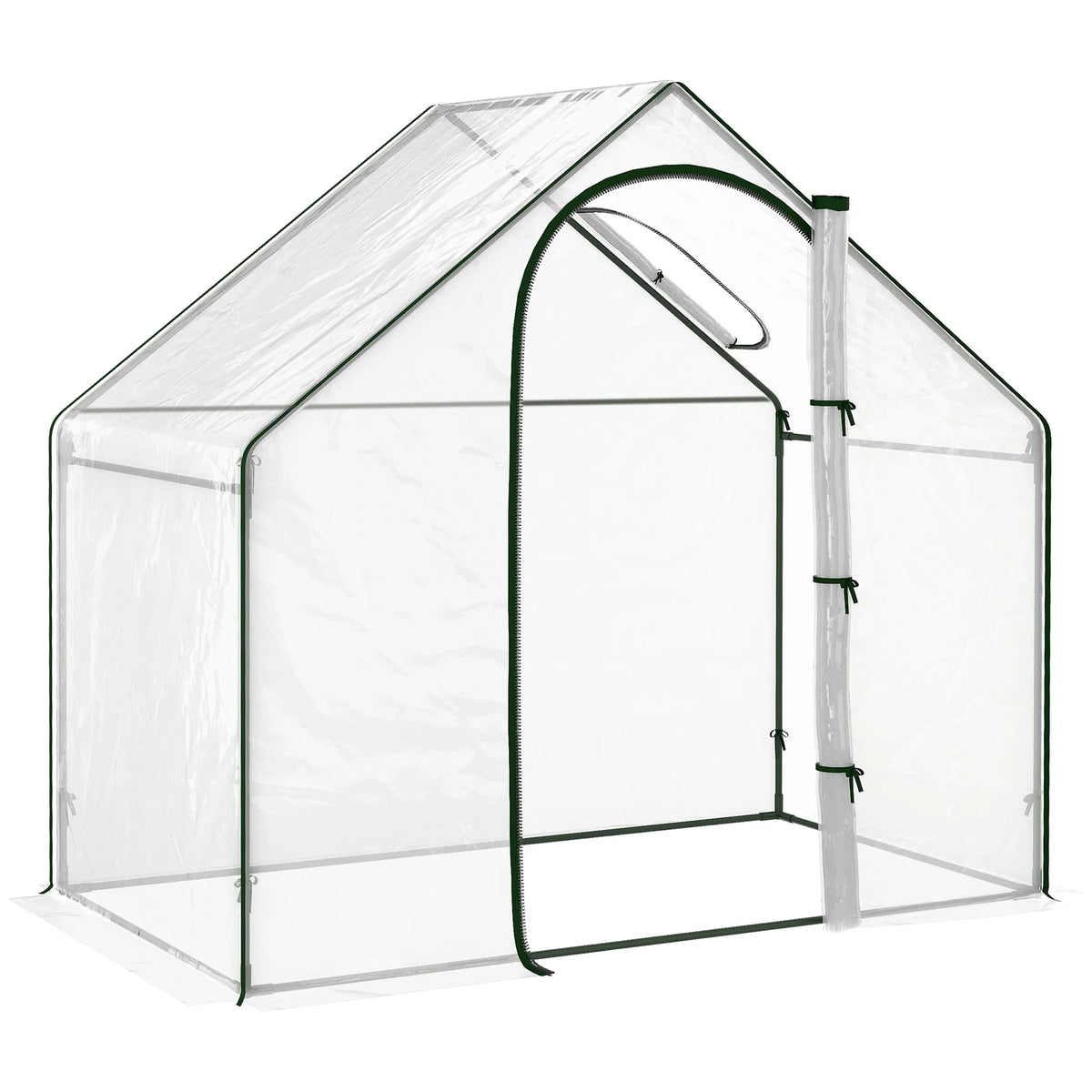 Walk In PVC Greenhouse 180x100x168cm with Zipped Front Door Back Window Steel Frame UV Resistant Clear