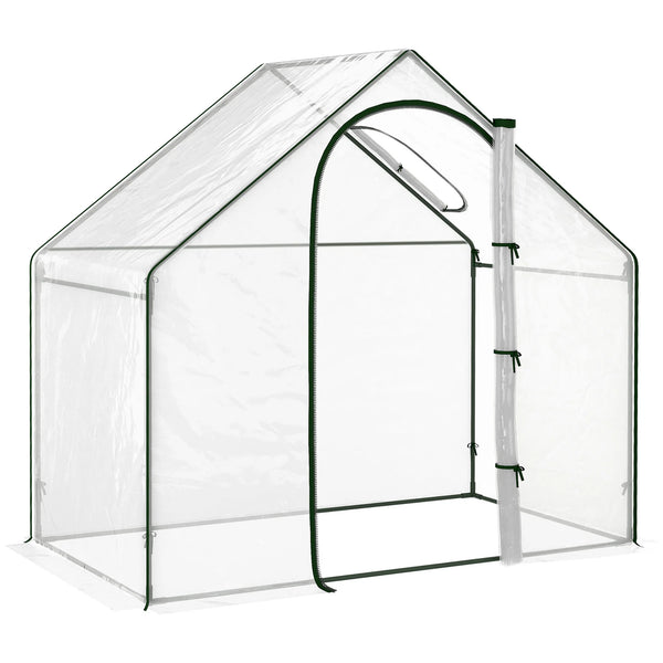 Walk In PVC Greenhouse 180x100x168cm with Zipped Front Door Back Window Steel Frame UV Resistant Clear