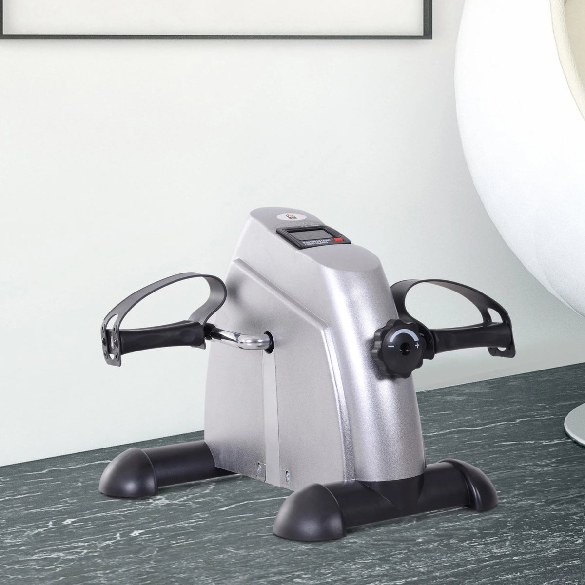 Mini Exercise Bike with LCD Display, Under Desk Pedal Exerciser, Silver