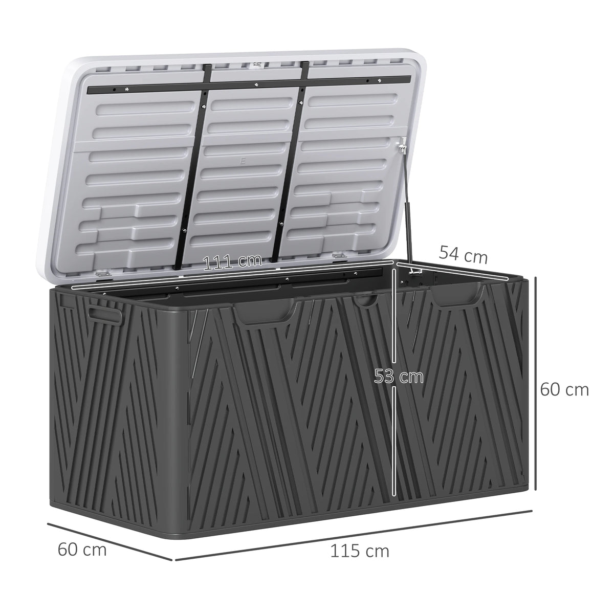 Garden Storage Box 380L Waterproof Two Layer HDPE with Gas Strut Lid and Lockable Option Outdoor