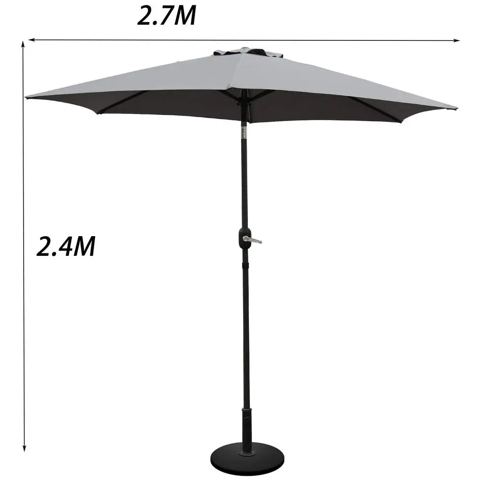 2.7m Garden Parasol with Crank and Tilt, UV30 Round Patio Umbrella, Grey