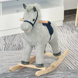 HOMCOM Children's Rocking Horse | Plush Ride-On with Sound Effects & Wooden Base for Ages 3–6