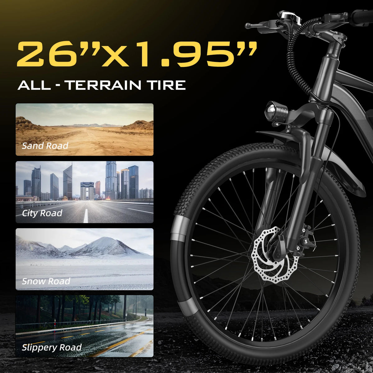 Q7 26 Inch Electric Mountain Bike with 250W Brushless Motor, 36V 10Ah Removable Battery and Front Suspension