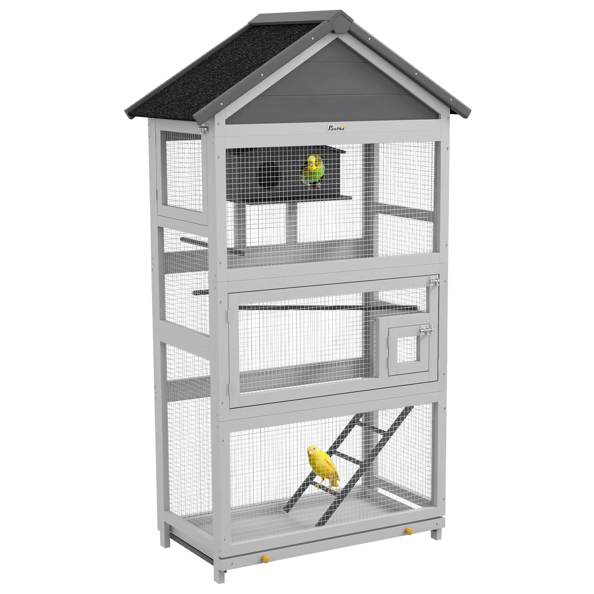 Bird Cage with Stand, Birdhouse and Ladder for Finches and Parakeets