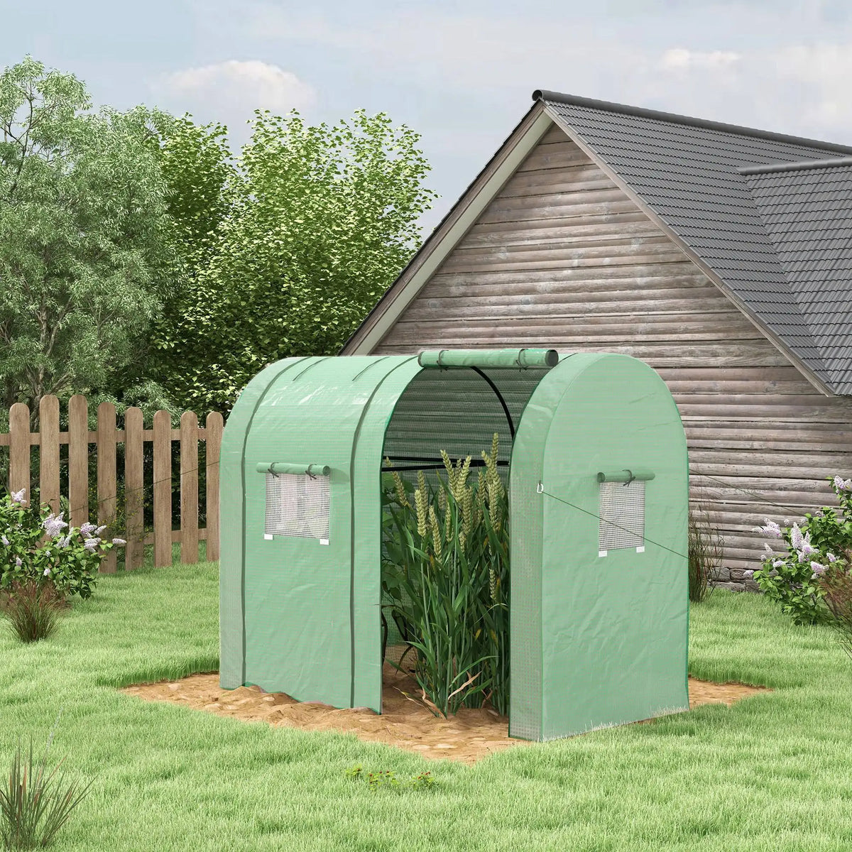 Tomato Greenhouse with 2 Roll-Up Doors, Portable Grow House, 185 x 94 x 150 cm