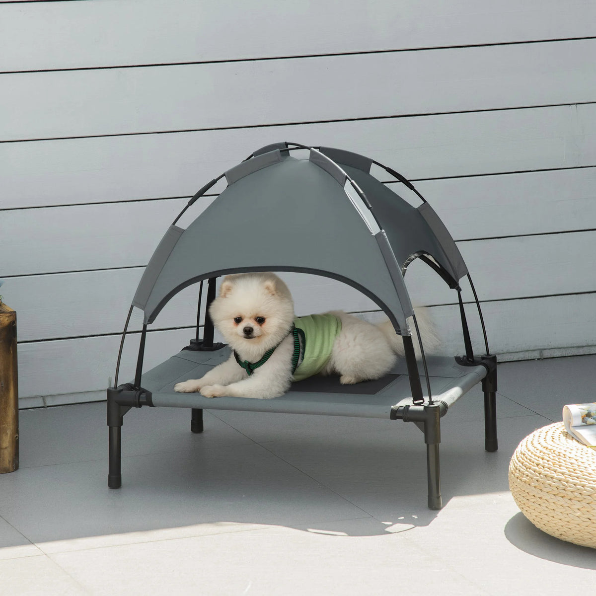 Elevated Pet Bed with Canopy and Travel Bag for Small Dogs, 61cm