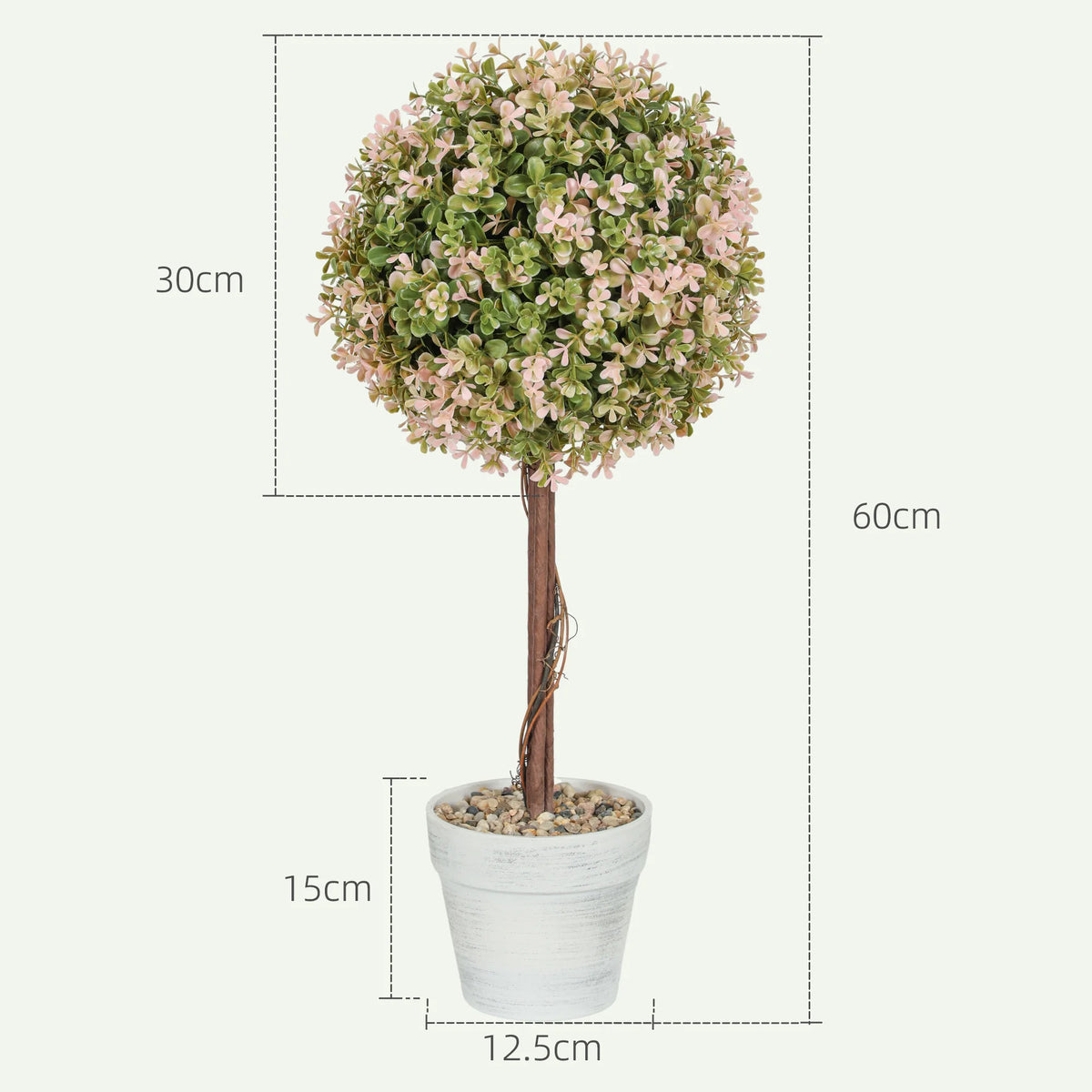 Set of 2 Artificial Murraya Plants with Pots, UV-Protected Faux Plants, 60 cm, Cream White