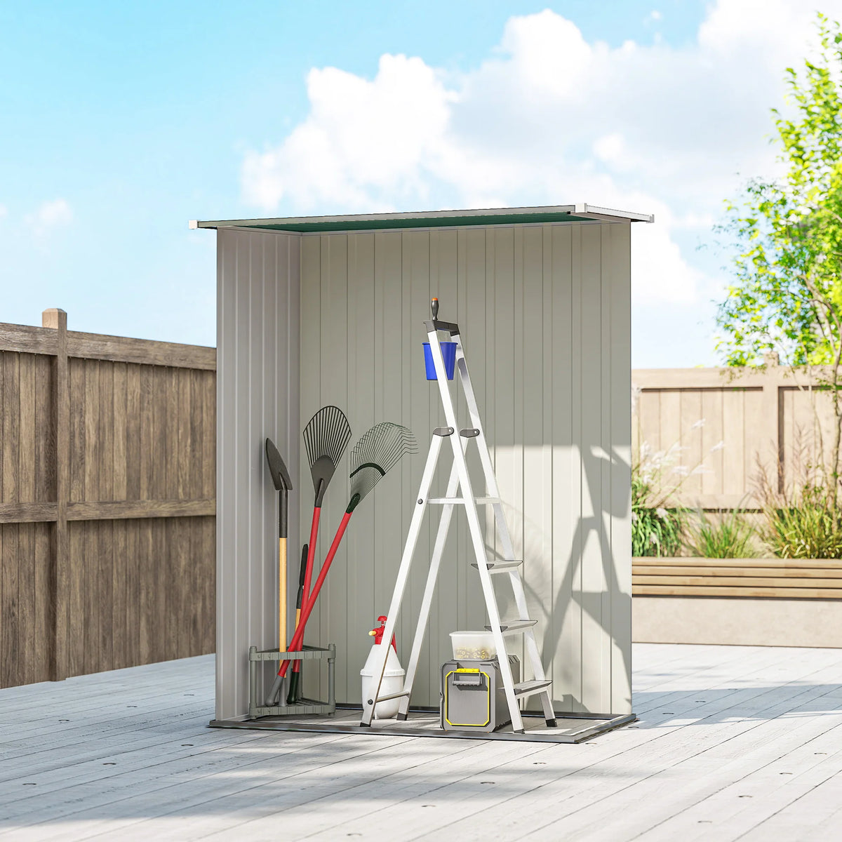 Metal Garden Storage Shed with Latched Door, 142 x 86cm, Green