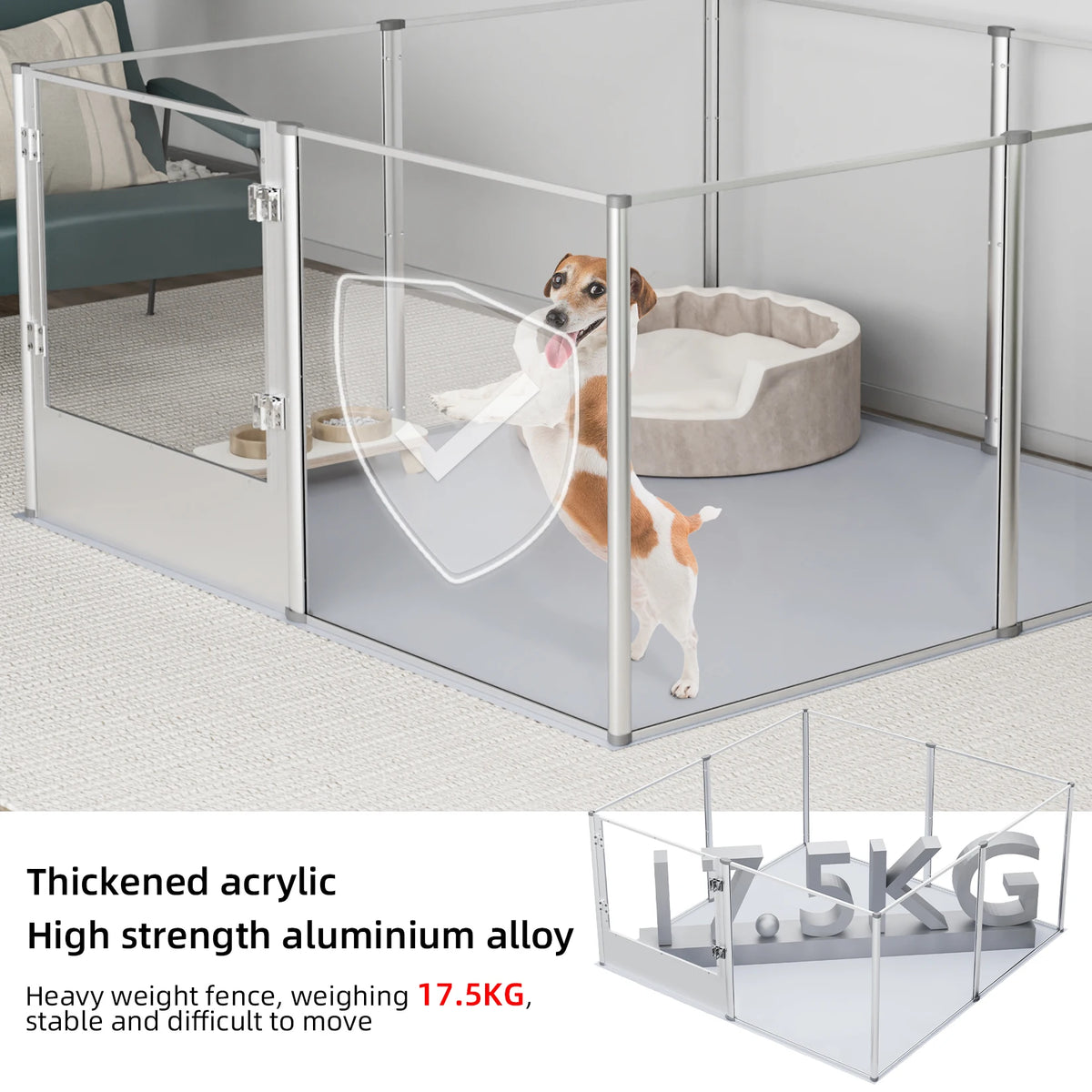 BINGOPAW 8 Panel Acrylic Dog Playpen Fence 120x120x61cm Whelping Pen Cage with Waterproof Pad