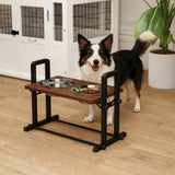 Raised Dog Bowl Stand with 4 Adjustable Heights and 3 Tilt Angles and 2 Stainless Steel Bowls for Dogs