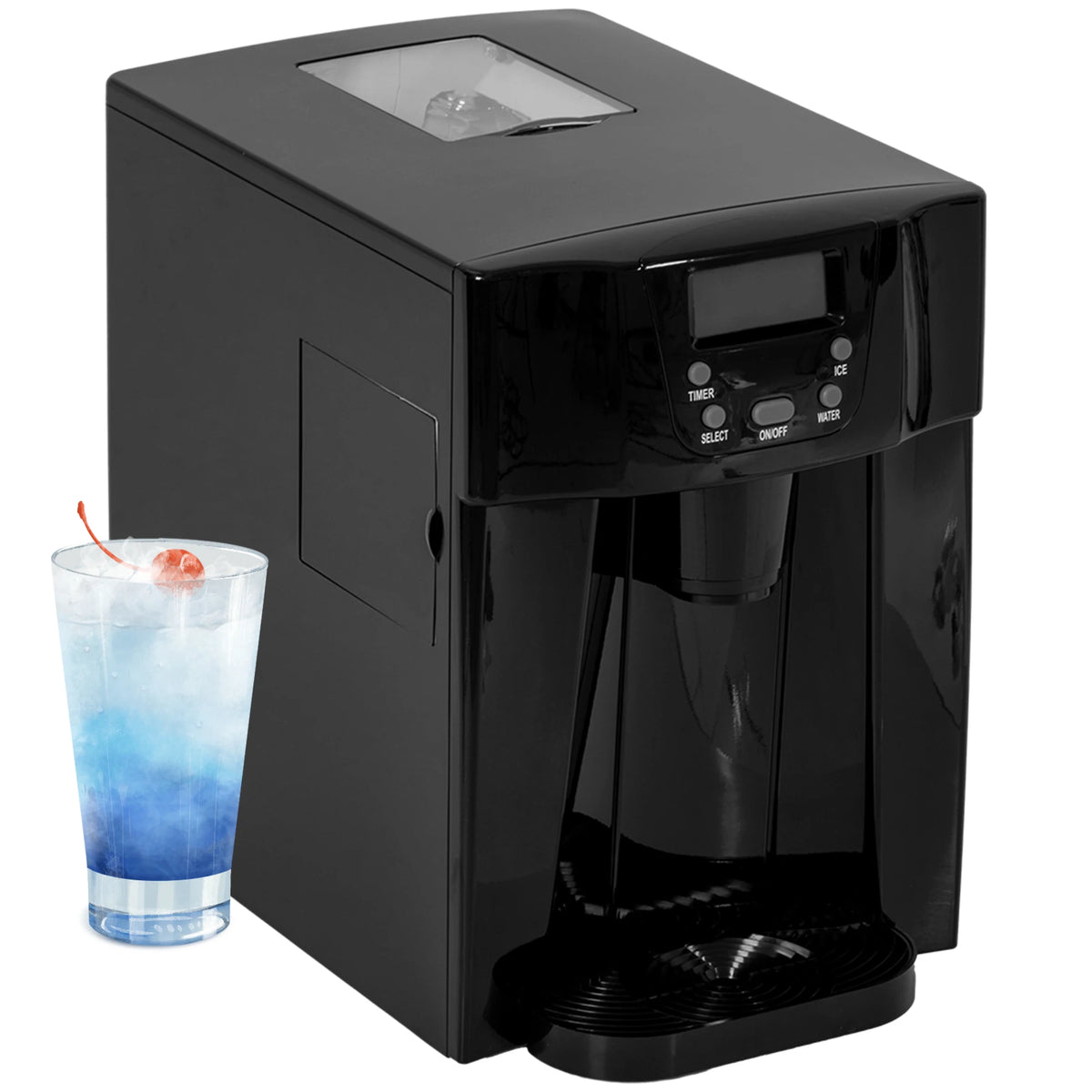 Countertop Ice Maker and Water Dispenser, 12kg/24h, 3L Tank, Black