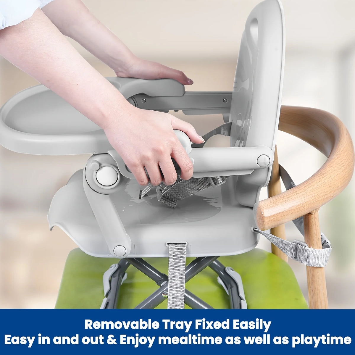 Adjustable Baby Booster Dining Chair with Tray – Portable Foldable Toddler Feeding Seat