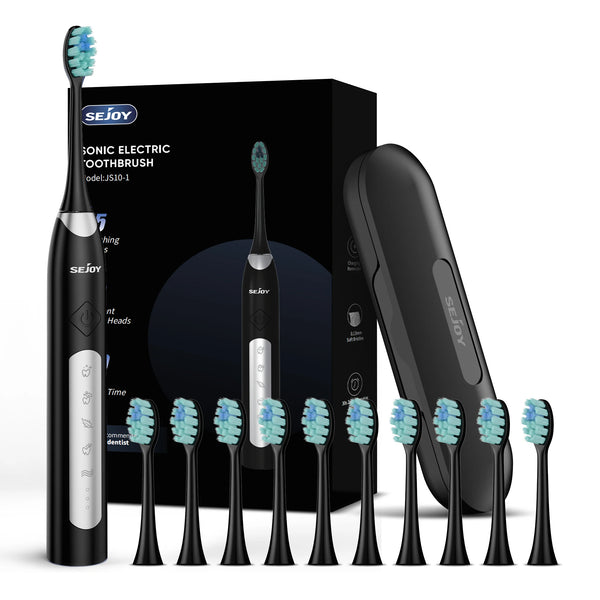 Electric Sonic Toothbrush with 10 Replacement Heads Rechargeable Waterproof Toothbrush