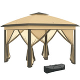 3.3 x 3.3m Pop-Up Gazebo with Double Roof, Zipped Mesh Sidewalls, 3-Height Adjustment and Carry Bag