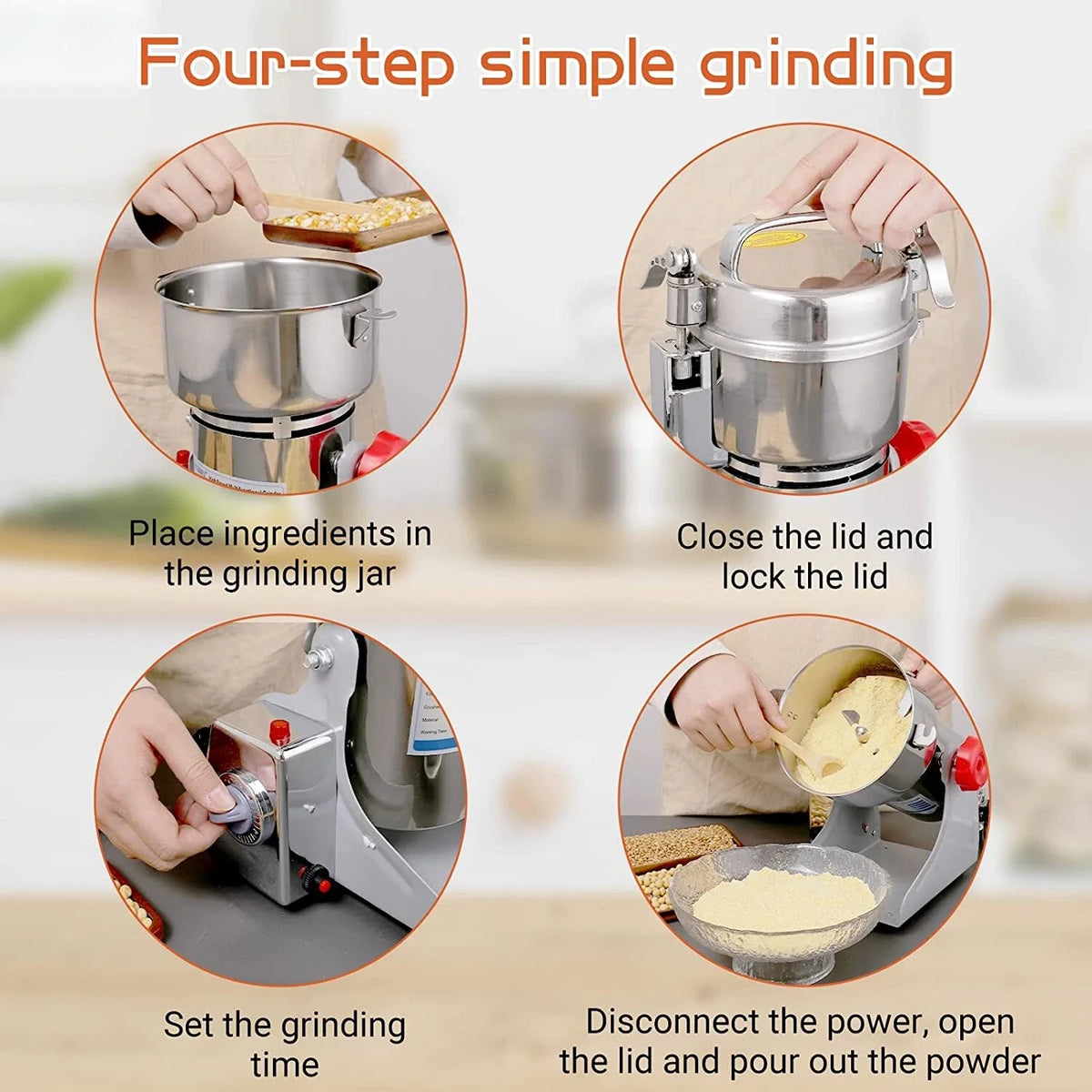 Electric Grain Grinder High Speed Spice Mill 2400W–4200W Commercial Powder Machine