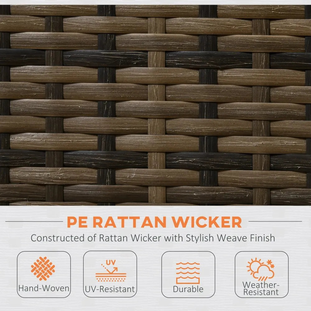 4 Piece Rattan Corner Sofa Set with Storage Table and Loveseats, Orange