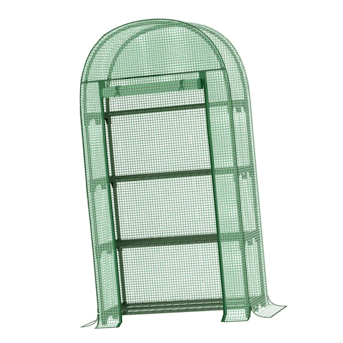 4 Tier Mini Greenhouse 160x80x49cm Metal Frame Zipped Door Waterproof for Balcony Vegetable Patch Storage
