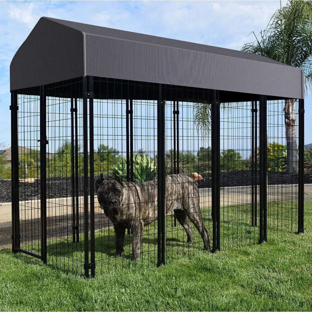 Oversize Dog Cage Pet Run Enclosure with Roof 127x120x134cm High Fence Kennel Outdoor Indoor