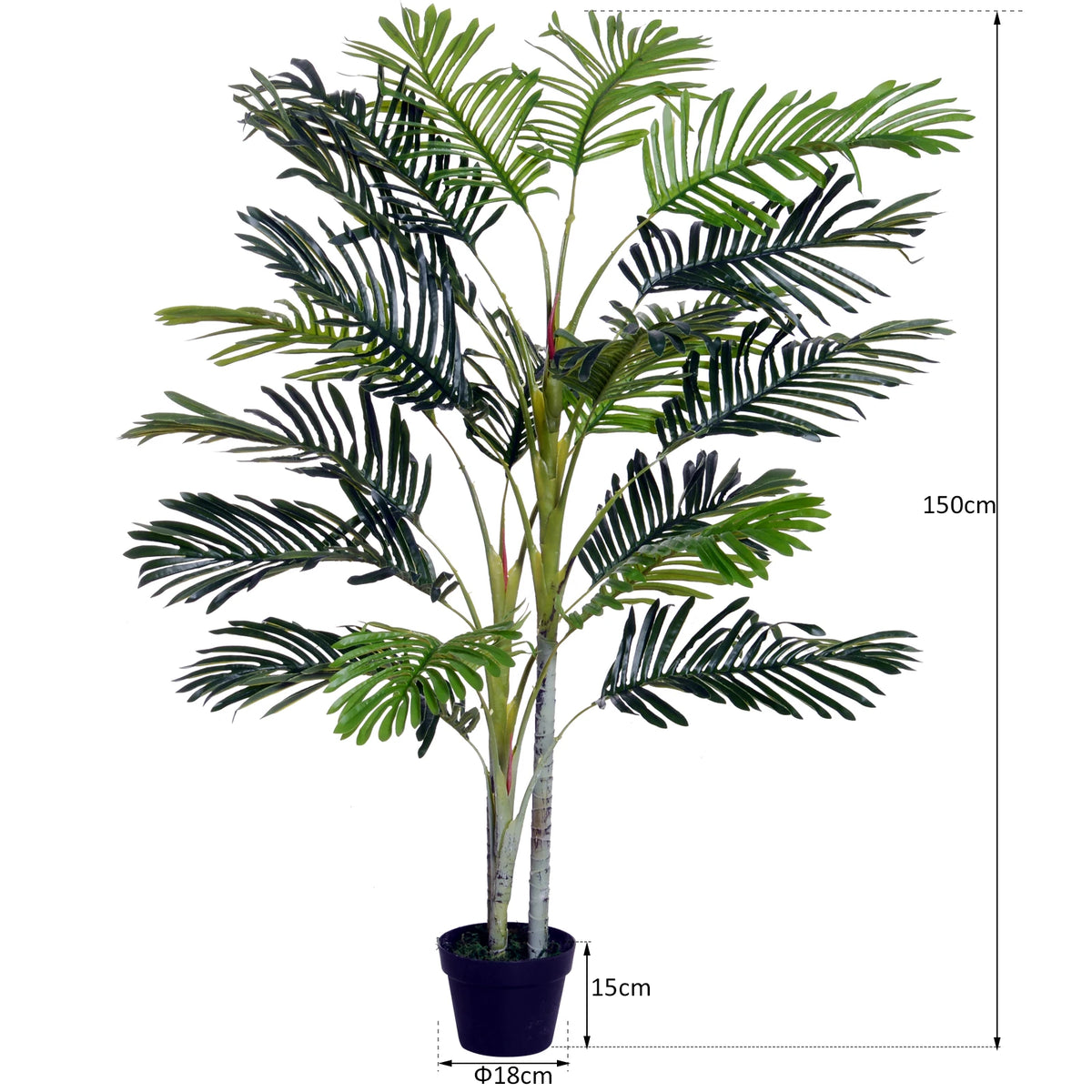 150cm (5ft) Artificial Palm Tree, Faux Decor Plant for Home and Office