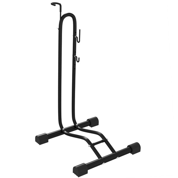 Bike Rack, Vertical & Horizontal Bike Stand with Adjustable Hooks, Black