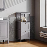 Compact White Wooden Bathroom Cabinet with 2 Drawers and Shelf | Slim Storage Unit for Bathroom Bedroom Living Room
