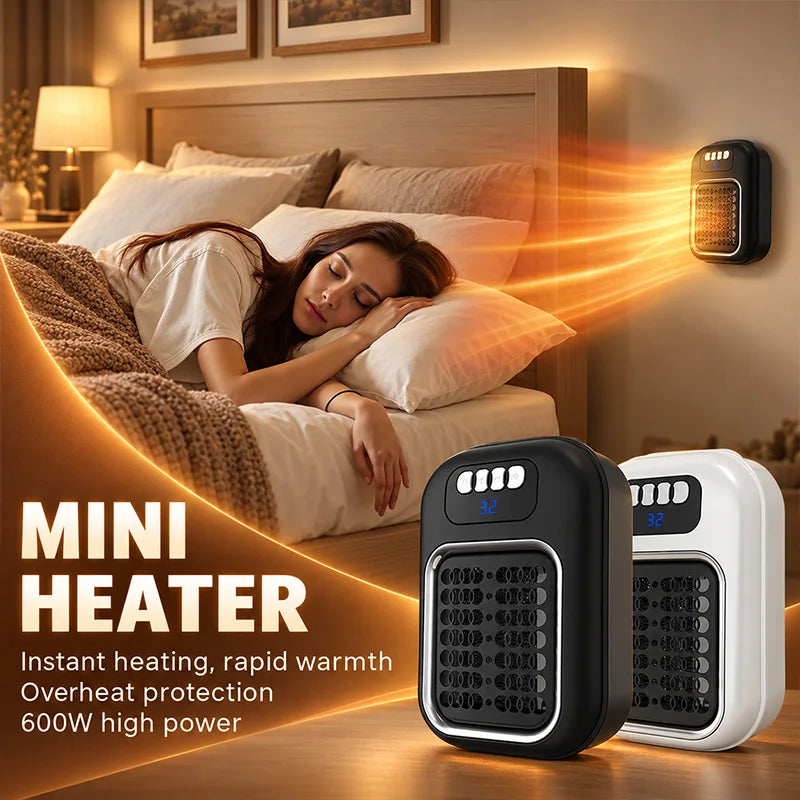 Portable Wall Plug-in Heater, Compact Warm Air Fan Heater, UK Plug
