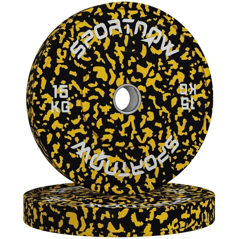 Olympic Weight Plates 2 x 15kg with 5cm Holes Rubber Coated Clearly Marked 45x45x6cm for Home and Gym